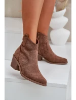 Kozačky Na Zip Eko Velurové  Hnědé model 21685117 - S.Barski