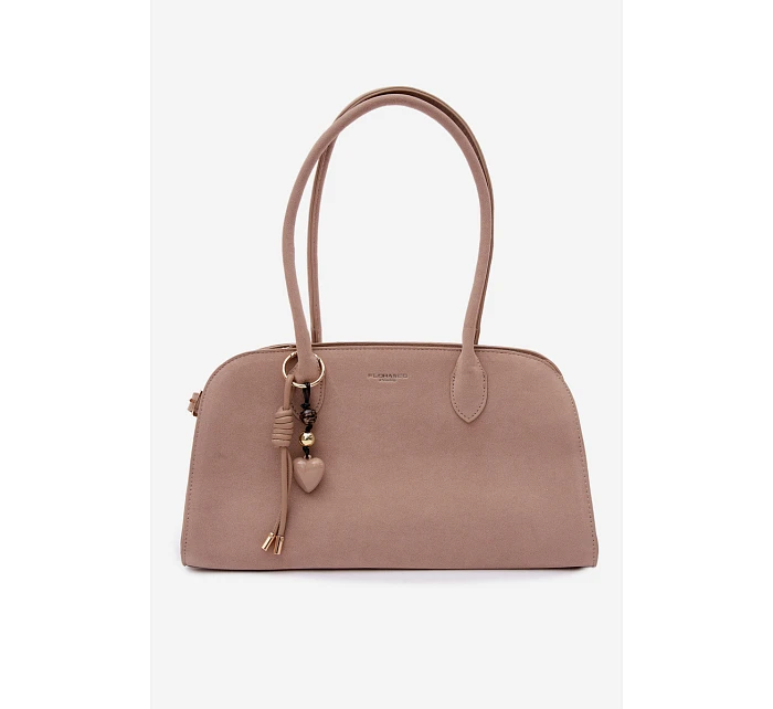 Kabelka s přívěskem a sponami Eko semišová světle béžová Violette