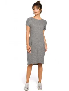 Midi šaty s kapsami ve  šedé model 18001684 - BeWear