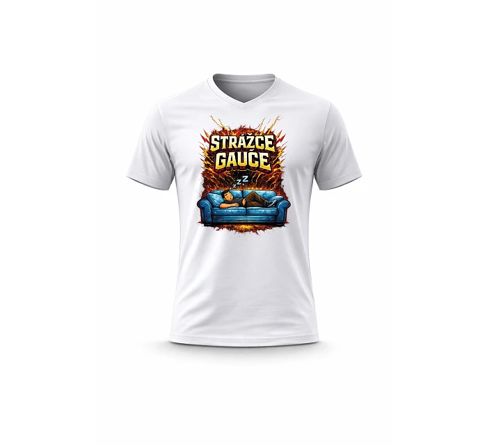 Pánské bavlněné tričko s potiskem - STRÁŽCE GAUČE - bílé Pánské bavlněné tričko s potiskem - STRÁŽCE GAUČE - bílé