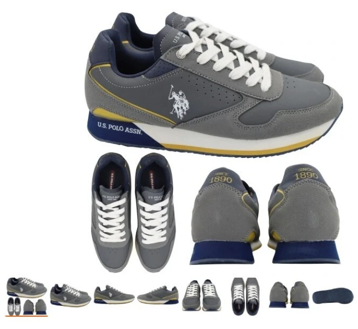 Pánské boty NOBIL003A-LGR001 šedo-bílo-červené - Ralph Lauren