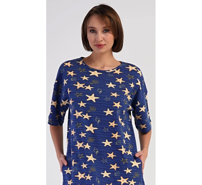 Dámské domácí šaty s tříčtvrtečním rukávem Hvězdy