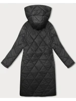 Dlouhá černá dámská bunda s kapucí model 21345435 - J.STYLE