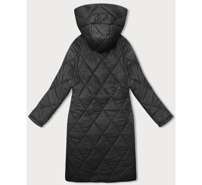 Dlouhá černá dámská bunda s kapucí model 21345435 - J.STYLE