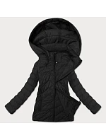 Lehká černá dámská prošívaná bunda s kapucí model 21095900 - J.STYLE