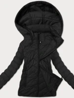 Lehká černá dámská prošívaná bunda s kapucí J Style (16M9232-392)