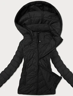 Lehká černá dámská prošívaná bunda s kapucí model 21095900 - J.STYLE