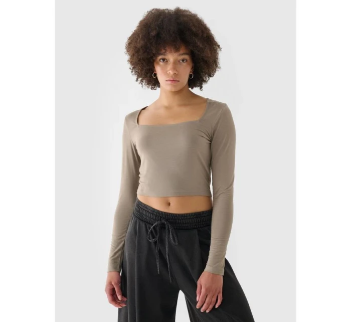 Dámské hladké tričko s dlouhým rukávem model 21431878 - 4F Dámské hladké tričko s dlouhým rukávem model 21431878 - 4F