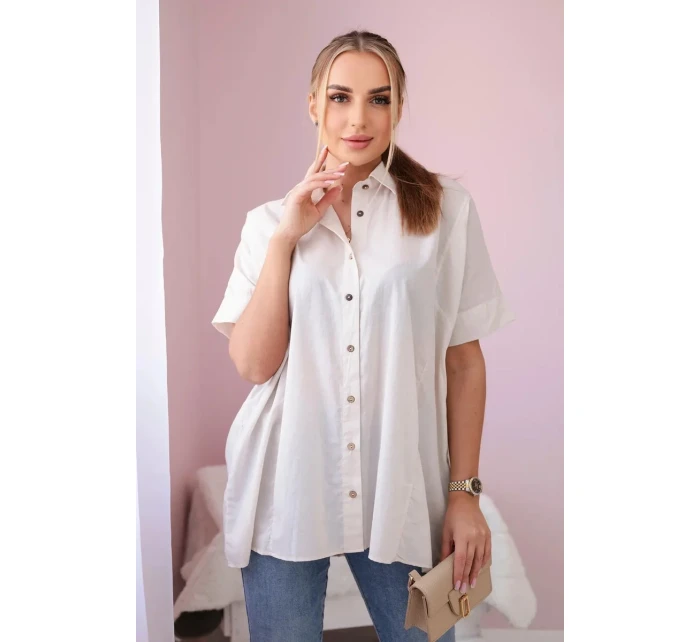 Bavlněná košile s krátkým rukávem béžový