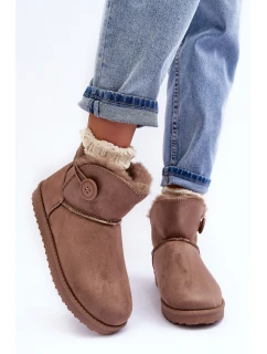 Ocieplane Dámské Sněžáky s Ozdobou Tmavě Bežové Siriol