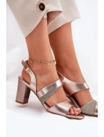 Dámské Sandály Na Podpatku Sergio Leone SK866 Růžové Zlato Dámské Sandály Na Podpatku Sergio Leone SK866 Růžové Zlato