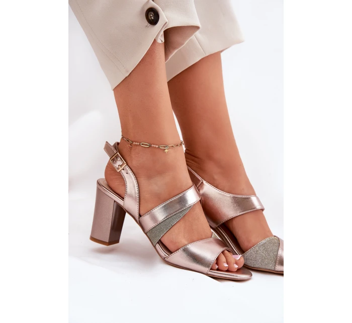 Dámské Sandály Na Podpatku Sergio Leone SK866 Růžové Zlato Dámské Sandály Na Podpatku Sergio Leone SK866 Růžové Zlato