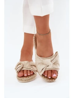 Dámské Pantofle Na Platformě S Pletením A Mašlí Béžové model 21700102 - Boto