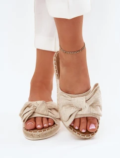 Dámské Pantofle Na Platformě S Pletením A Mašlí Béžové model 21700102 - Boto