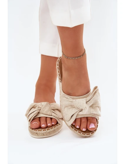 Dámské Pantofle Na Platformě S Pletením A Mašlí Béžové model 21700102 - Boto