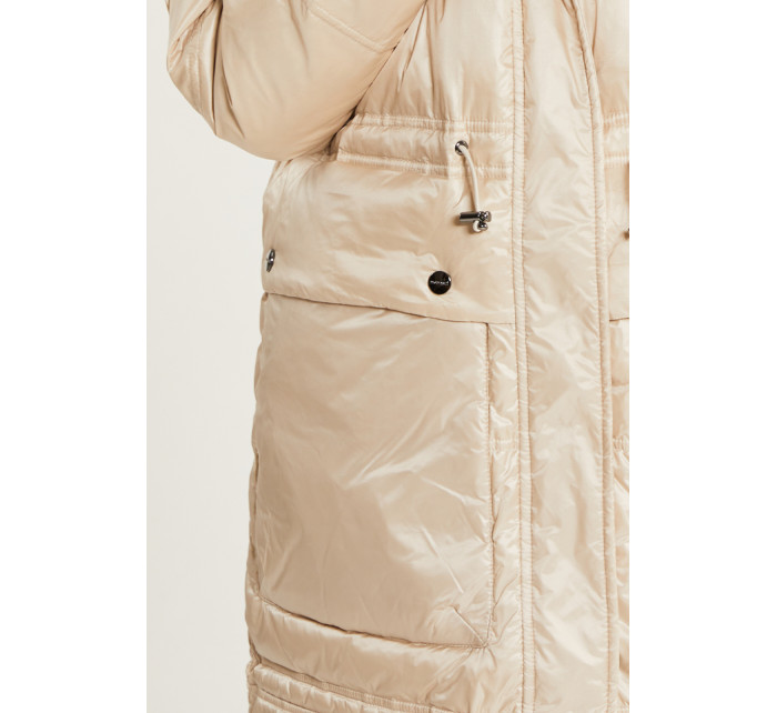 Monnari Kabáty Dámský péřový kabát s kapucí béžový