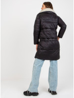 Černo-béžová péřová zimní bunda 2v1 s odepínacími rukávy