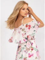 Dámské šaty TW SK BI 1100.45 světle béžová s květy - FPrice Dámské šaty TW SK BI 1100.45 světle béžová s květy - FPrice