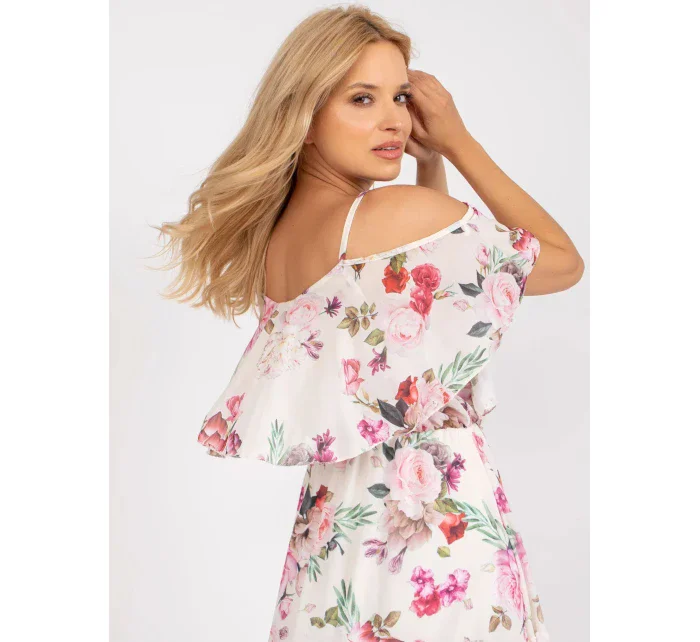 Dámské šaty TW SK BI 1100.45 světle béžová s květy - FPrice Dámské šaty TW SK BI 1100.45 světle béžová s květy - FPrice