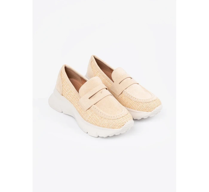 Klasické Jasnobeżowy  polobotky dámské platforma