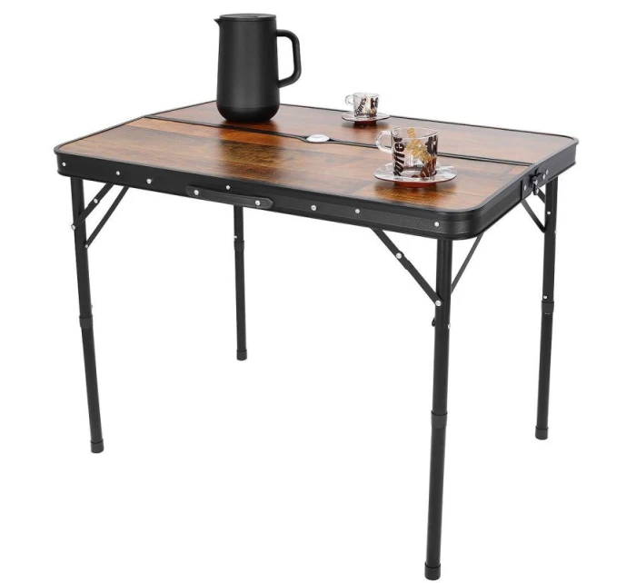 Skládací kempingový turistický stůl 90x60x70 cm a 2 lavice 87x23x39 cm Dřevo