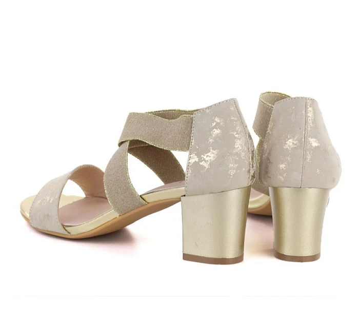 Dámské zlaté páskové sandály se sloupkem Jezzi RMR1954-27 Dámské zlaté páskové sandály se sloupkem Jezzi RMR1954-27