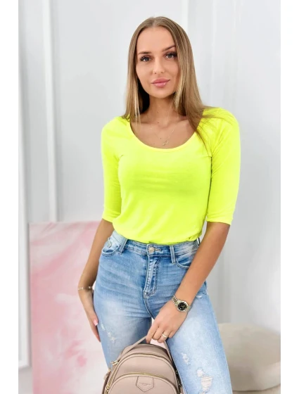 Halenka s kulatým výstřihem žlutá neonová Halenka s kulatým výstřihem žlutá neonová