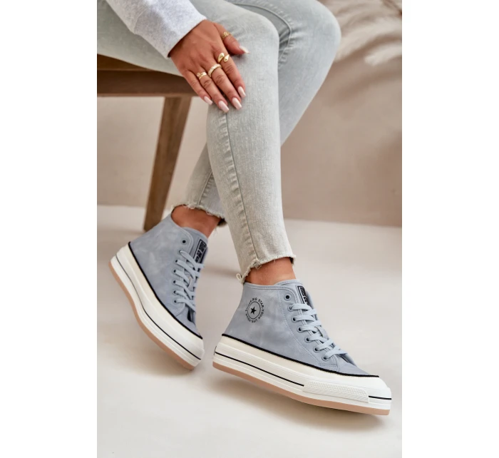 Zateplené Dámské Tenisky Na Platformě Eko Kůže Big Star model 21669567 Modré - Big Star Shoes Zateplené Dámské Tenisky Na Platformě Eko Kůže Big Star model 21669567 Modré - Big Star Shoes