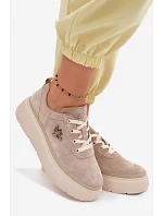 Kožené semišové dámské polobotky Vinceza 41523 béžové