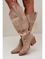 Beige kožené kozačky typu kovbojky Sylvie Beige kožené kozačky typu kovbojky Sylvie