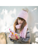 Čepice a šála dětské model 16702229 Light Pink - Art of polo