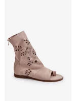 Zazoo dámské semišové sandály se svrškem na zip, béžová Zazoo dámské semišové sandály se svrškem na zip, béžová
