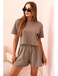 Dámský bavlněný komplet s širokými šortkami fango