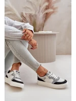 Dámské Nízké Tenisky Z Eko Kůže Big Star OO274028 Bílá-Šedá Dámské Nízké Tenisky Z Eko Kůže Big Star OO274028 Bílá-Šedá