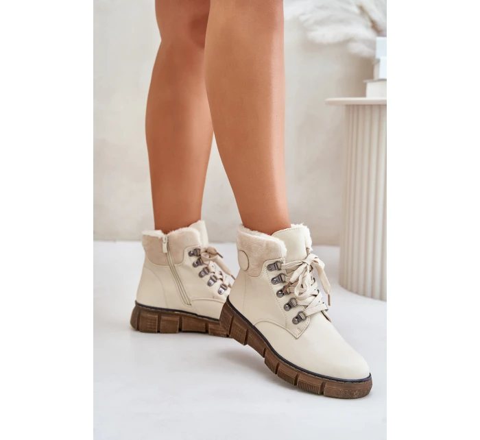 Dámské Zateplené Botky Traperky Na Zip Béžové Mevanisa Dámské Zateplené Botky Traperky Na Zip Béžové Mevanisa
