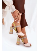 Kožené elegantní sandály na podpatku Laura Messi 2136 Multikolor