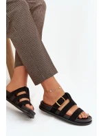 Dámské pantofle s pásky a zlatým Černé model 21919125 - Boto Dámské pantofle s pásky a zlatým Černé model 21919125 - Boto