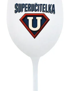 SUPERUČITELKA (ZNAK) - bílá sklenice na víno 350 ml
