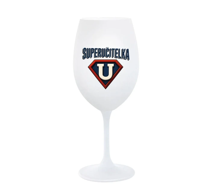 SUPERUČITELKA (ZNAK) - bílá sklenice na víno 350 ml