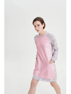 Dámská noční košile s dlouhým rukávem 19166 růžové - Vamp