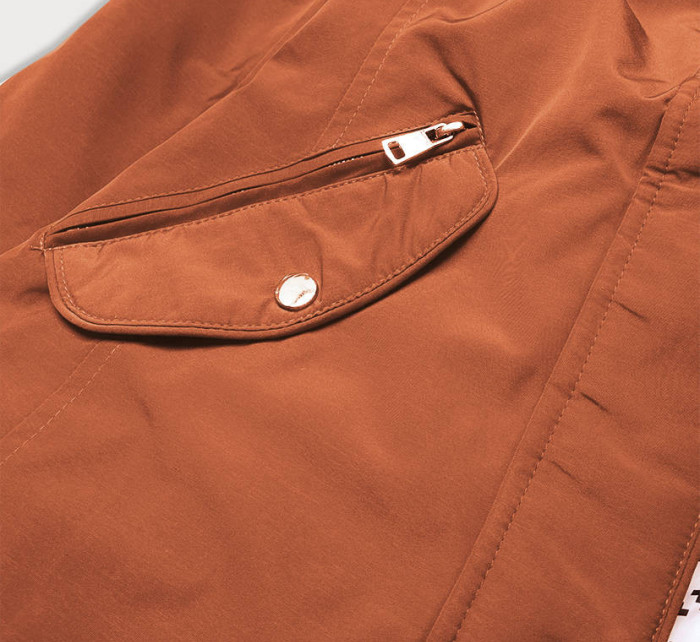 Oboustranná vypasovaná dámská bunda v karamelovo-pepito barvě (M-163)