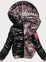 Krátká černá dámská bunda s ozdobným lemováním (B8030-1)