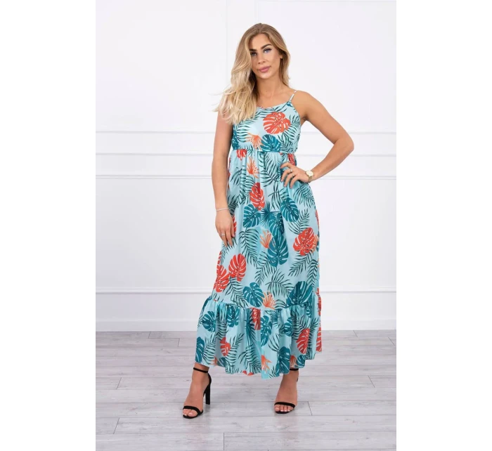 Šaty s motivem listů v mátové barvě Šaty s motivem listů v mátové barvě