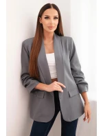 Bunda s klopou elegantní tmavě šedá Bunda s klopou elegantní tmavě šedá