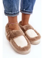 Dámské pantofle s kožešinou béžové model 21641327 - Boto Dámské pantofle s kožešinou béžové model 21641327 - Boto