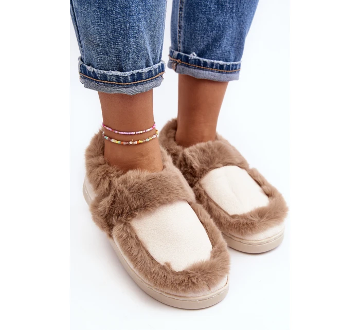 Dámské pantofle s kožešinou béžové model 21641327 - Boto Dámské pantofle s kožešinou béžové model 21641327 - Boto