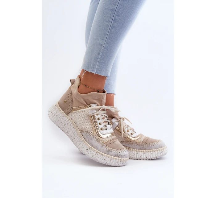 Dámské semišové polobotky model 21657272 Beige - Maciejka