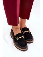 Dámské Mokasíny S Pletením A Zlatým Černé model 21688123 - Boto