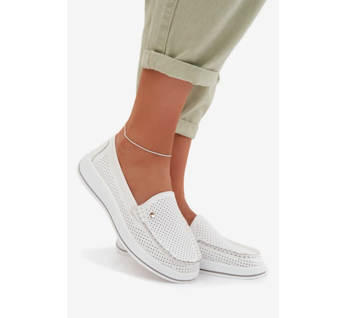 Dámské polobotky z přírodní kůže S.Barski GR61-5980 Bílé