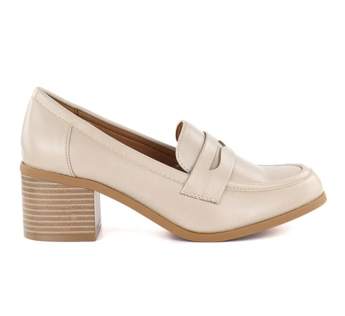 Dámské polobotky lords on heel beige M.Daszynski MR2201D-3A